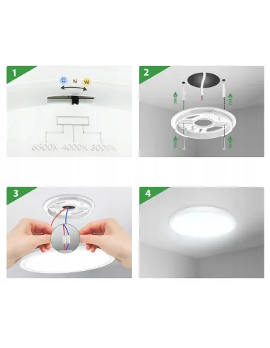 4x PLAFON NATYNKOWY 17,5cm LED Oprawa 15W 3000-6000K Ściemniacz