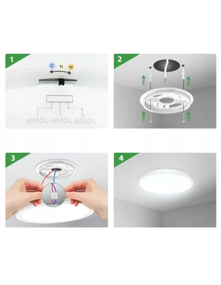 4x PLAFON NATYNKOWY 17,5cm LED Oprawa 15W 3000-6000K Ściemniacz
