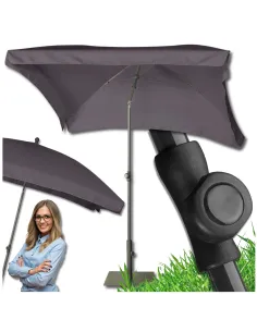 PARASOL Łamany Regulowany 2x1,3m PROSTOKĄTNY NA BALKON 200x130cm ANTRACYT
