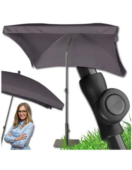 PARASOL Łamany Regulowany 2x1,3m PROSTOKĄTNY NA BALKON 200x130cm ANTRACYT