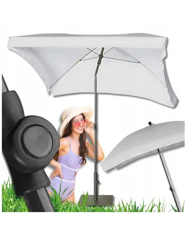 PARASOL Łamany Regulowany 2x1,3m PROSTOKĄTNY Ogrodowy 200x130cm Jasny Szary