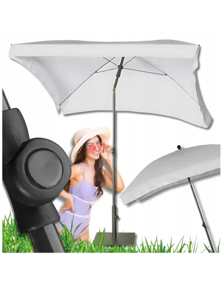 PARASOL Łamany Regulowany 2x1,3m PROSTOKĄTNY Ogrodowy 200x130cm Jasny Szary