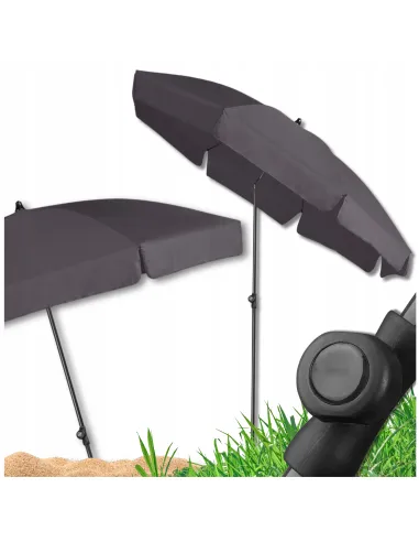 PARASOL Łamany Regulowany 2m OKRĄGŁY Ogrodowy Na Balkon 200cm ANTRACYTOWY