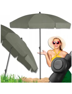 PARASOL Łamany Regulowany 2m OKRĄGŁY Ogrodowy Na Balkon 200cm OLIWKOWY