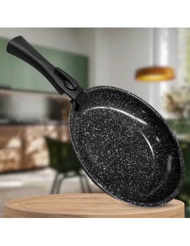 Patelnia Marmurkowa KOMPLET PATELNI 3w1 28cm 24cm Odpinana Rączką INDUKCJA