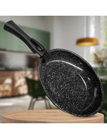 Patelnia Marmurkowa KOMPLET PATELNI 3w1 28cm 24cm Odpinana Rączką INDUKCJA