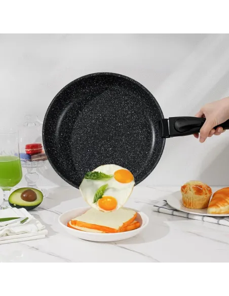 Patelnia Marmurkowa KOMPLET PATELNI 3w1 28cm 24cm Odpinana Rączką INDUKCJA