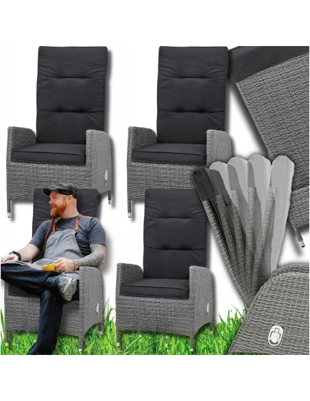 2xKRZESŁO FOTEL Krzesła Brisbane RATTAN ROZKŁADANE