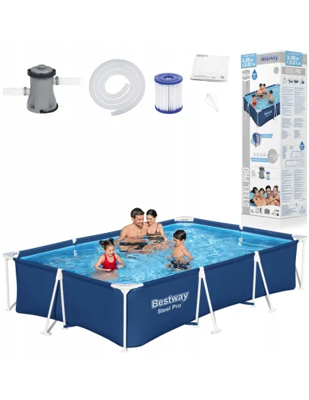 Basen Ogrodowy Prostokąt 300x201x66 Stelażowy z Pompą Bestway 56411