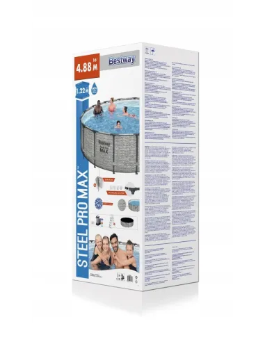 Duży Basen Stelażowy BESTWAY 5619E 488x122cm Pompa Pokrywa