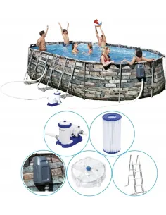 Basen Stelażowy BESTWAY 610x366x122cm Comfort JET SPA Pompa Drabinka LED