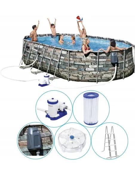 Basen Stelażowy BESTWAY 610x366x122cm Comfort JET SPA Pompa Drabinka LED