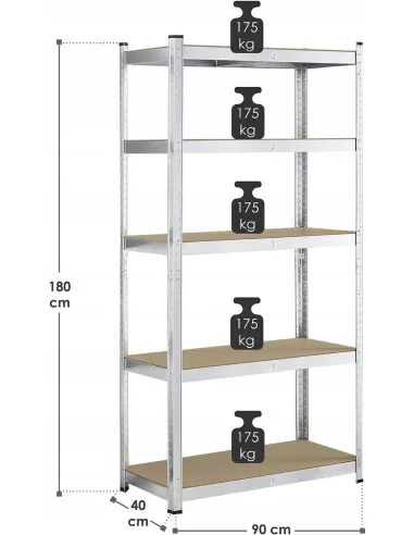 Regał HEAVY Metalowy MAGAZYNOWY GARAŻOWY Do PIWNICY 180x92x46cm 1325kg