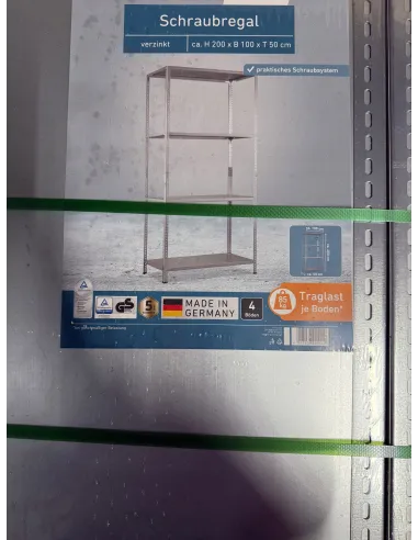 Regał 100% Metalowy SKRĘCANY Magazynowy Ocynkowany 200x100x50cm 4 Półki TUV