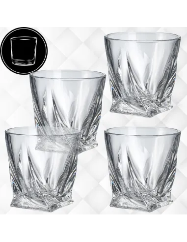 4x SZKLANKI do WHISKY w Eleganckim Pudełku + 8x Kamienie BAZALTOWE
