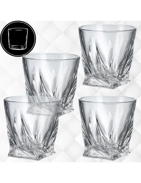 4x SZKLANKI do WHISKY w Eleganckim Pudełku + 8x Kamienie BAZALTOWE
