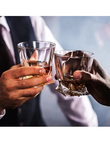 4x SZKLANKI do WHISKY w Eleganckim Pudełku + 8x Kamienie BAZALTOWE