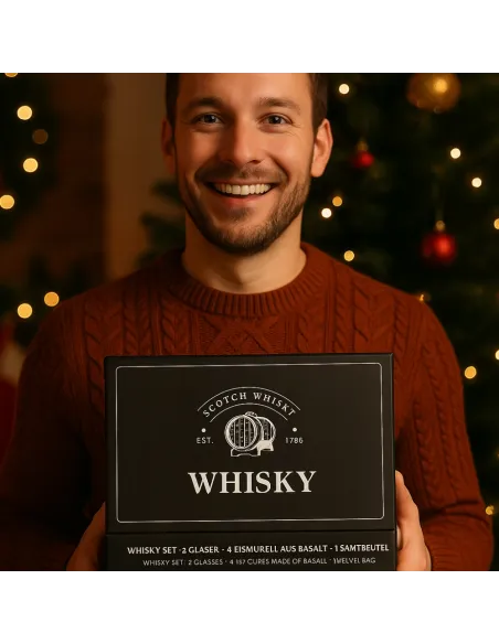 4x SZKLANKI do WHISKY w Eleganckim Pudełku + 8x Kamienie BAZALTOWE