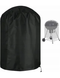 Czarny POKROWIEC NA GRILLA BBQ Okrągły 90x77cm Wodoodporny Oxford 420D
