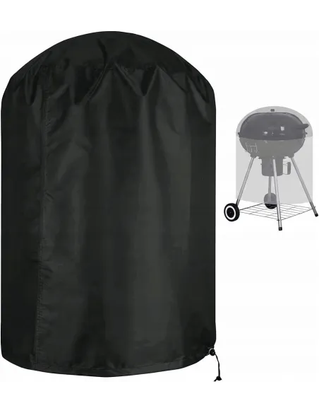 Czarny POKROWIEC NA GRILLA BBQ Okrągły 90x77cm Wodoodporny Oxford 420D