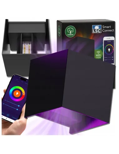 Kinkiet Zewnętrzny LED Lampa Elewacyjna Ogrodowa Ścienna IP54 RGB WiFi