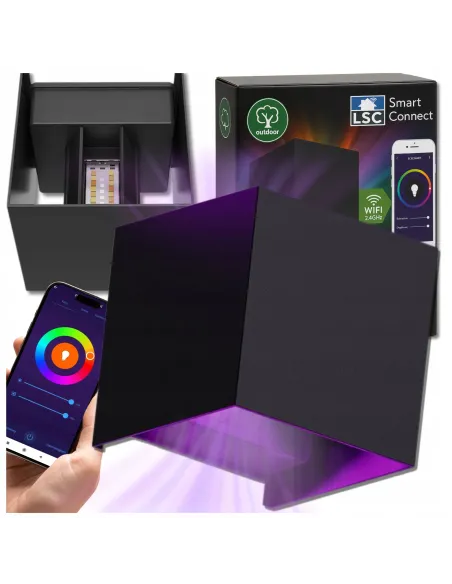 Kinkiet Zewnętrzny LED Lampa Elewacyjna Ogrodowa Ścienna IP54 RGB WiFi