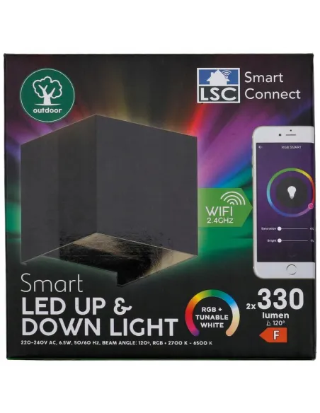 Kinkiet Zewnętrzny LED Lampa Elewacyjna Ogrodowa Ścienna IP54 RGB WiFi