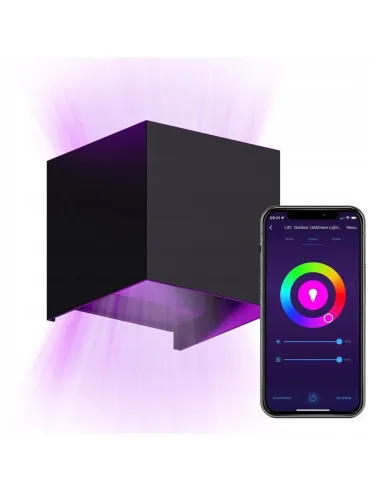 Kinkiet Zewnętrzny LED Lampa Elewacyjna Ogrodowa Ścienna IP54 RGB WiFi