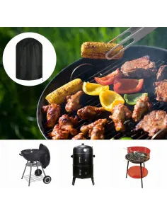 Czarny POKROWIEC NA GRILLA BBQ Okrągły 90x77cm Wodoodporny Oxford 420D 2
