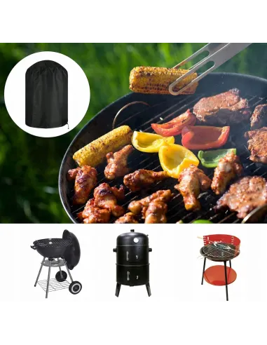 Czarny POKROWIEC NA GRILLA BBQ Okrągły 90x77cm Wodoodporny Oxford 420D