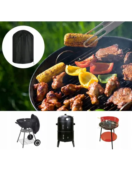Czarny POKROWIEC NA GRILLA BBQ Okrągły 90x77cm Wodoodporny Oxford 420D