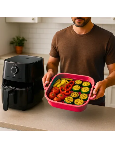 WKŁAD SILIKONOWY SKŁADANY DO AIR FRYER FRYTKOWNICY FORMA DO PIECZENIA