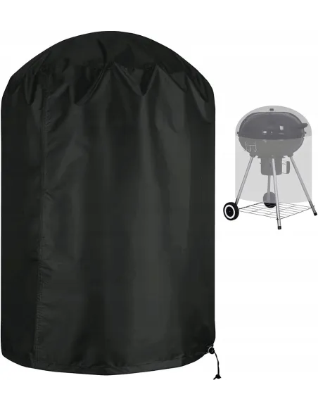 Czarny POKROWIEC NA GRILLA BBQ Okrągły 90x77cm Wodoodporny Oxford 420D