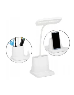 Lampka BIURKOWA Szkolna biurowa LED USB Organizer biała DOTYKOWA 3tryby