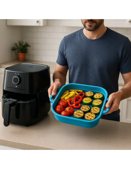 WKŁAD SILIKONOWY SKŁADANY DO AIR FRYER FRYTKOWNICY FORMA DO PIECZENIA
