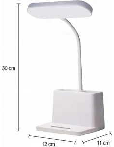 Lampka BIURKOWA Szkolna biurowa LED USB Organizer biała DOTYKOWA 3tryby 2