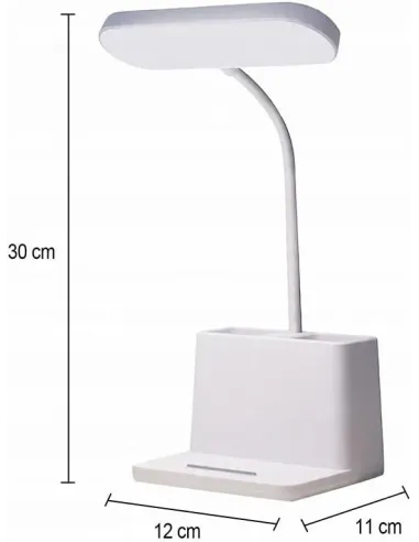 Lampka BIURKOWA Szkolna biurowa LED USB Organizer biała DOTYKOWA 3tryby