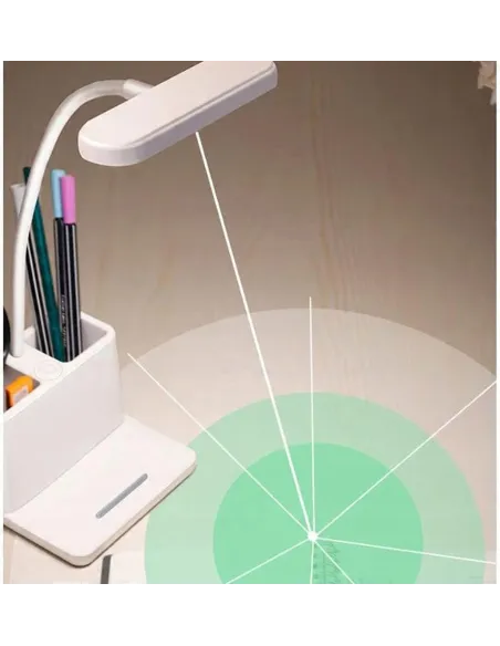 Lampka BIURKOWA Szkolna biurowa LED USB Organizer biała DOTYKOWA 3tryby