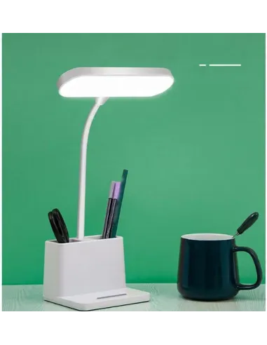 Lampka BIURKOWA Szkolna biurowa LED USB Organizer biała DOTYKOWA 3tryby