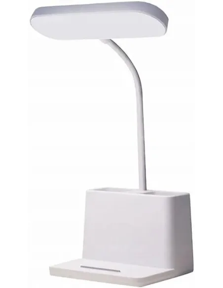 Lampka BIURKOWA Szkolna biurowa LED USB Organizer biała DOTYKOWA 3tryby