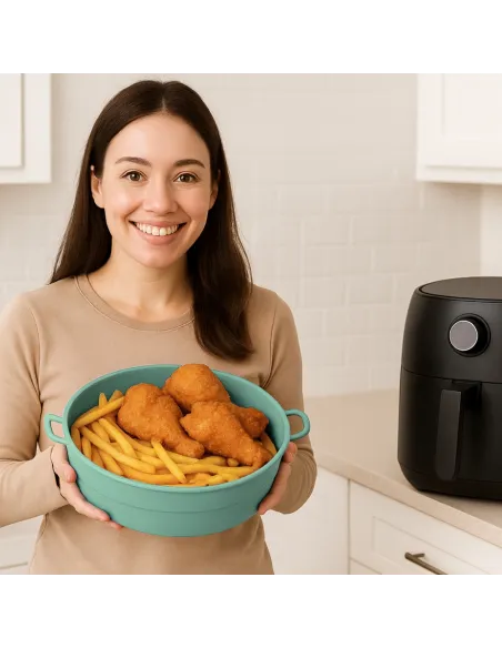 WKŁAD SILIKONOWY SKŁADANY DO AIR FRYER FRYTKOWNICY FORMA DO PIECZENIA