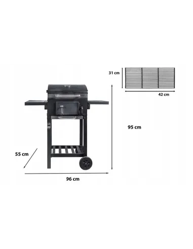 GRILL WĘGLOWY BBQ OGRODOWY POKRYWA POPIELNIK KORBA