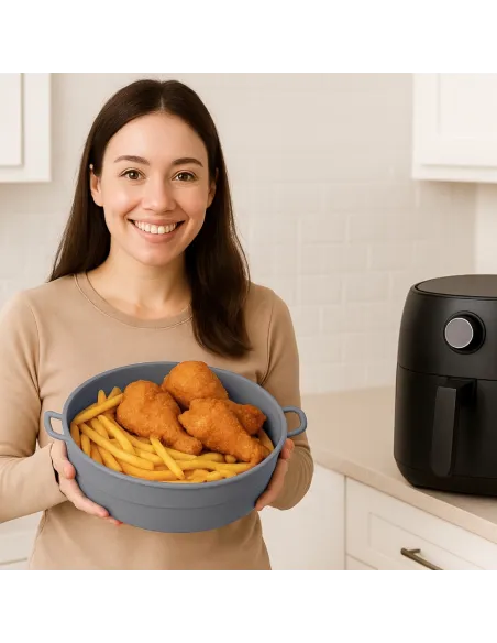 WKŁAD SILIKONOWY SKŁADANY DO AIR FRYER FRYTKOWNICY FORMA DO PIECZENIA