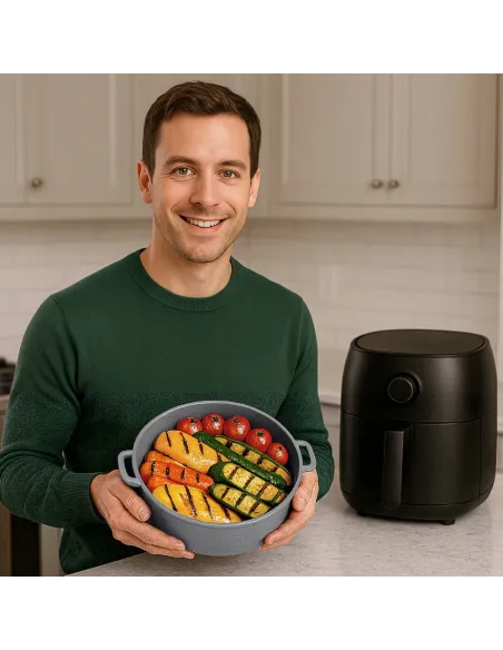 WKŁAD SILIKONOWY SKŁADANY DO AIR FRYER FRYTKOWNICY FORMA DO PIECZENIA