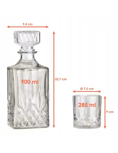 Zestaw do Whisky KARAFKA 900ml + 6x SZKLANEK w ELEGANCKIM Pudełku