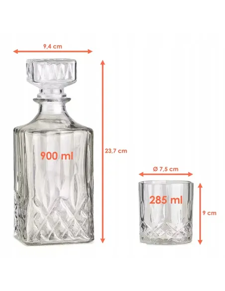Zestaw do Whisky KARAFKA 900ml + 6x SZKLANEK w ELEGANCKIM Pudełku