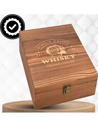 4x SZKLANKI do WHISKY W Drewnianej SZKATUŁCE + 8x Kamienie BAZALTOWE