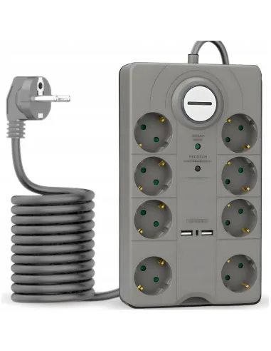 PRZEDŁUŻACZ LISTWA Zasilająca 2 metry 8 Gniazd + 2x USB PARKSIDE