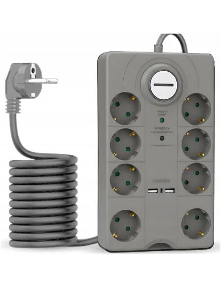 PRZEDŁUŻACZ LISTWA Zasilająca 2 metry 8 Gniazd + 2x USB PARKSIDE