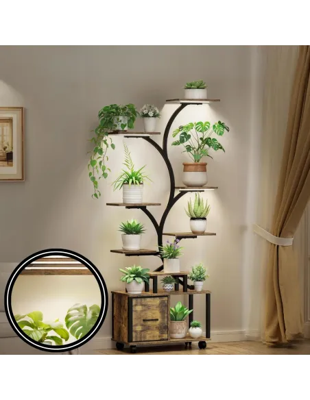 KWIETNIK Stojący Regał na Rośliny LAMPY LED do UPRAWY Roślin +KÓŁKA +SZAFKA